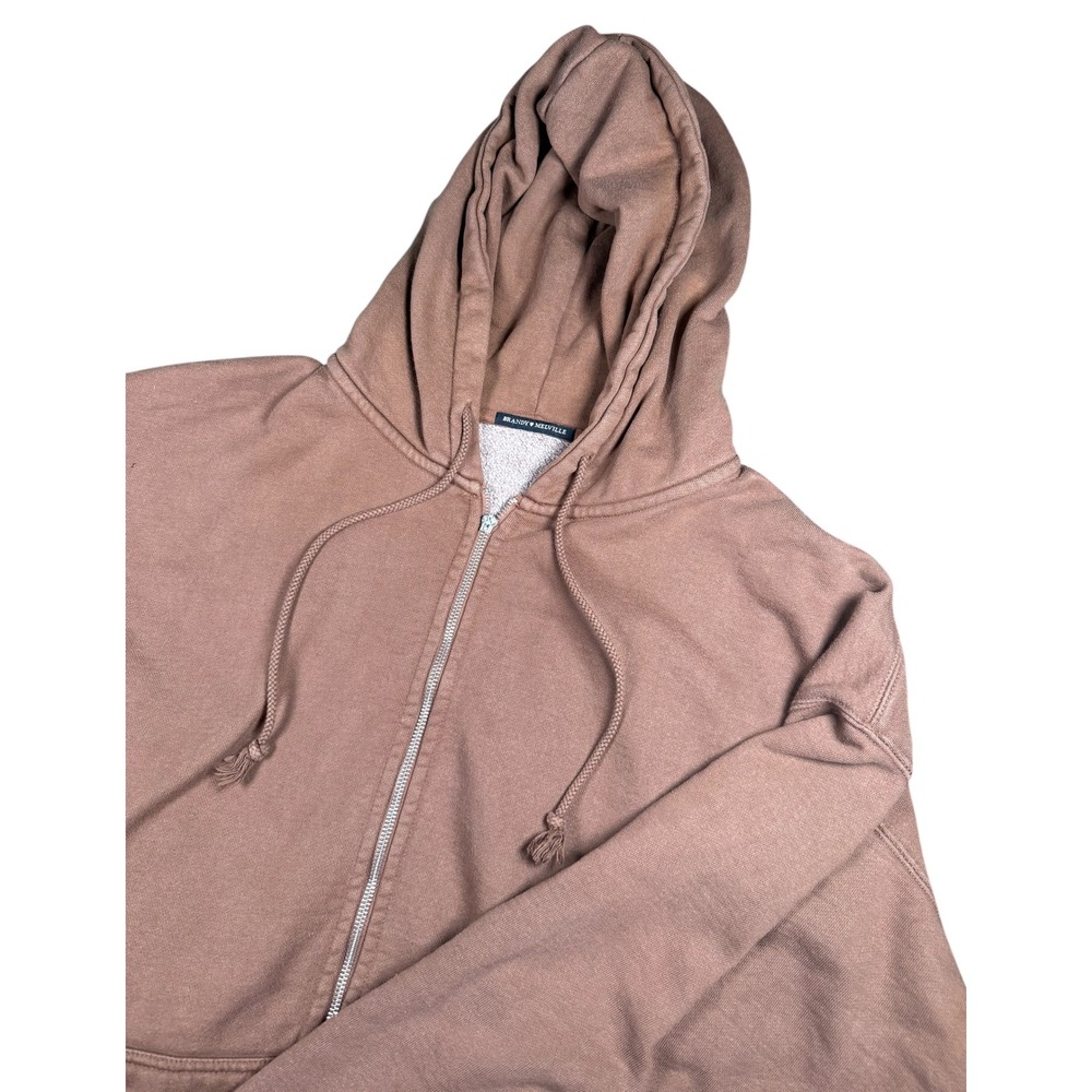 Brandy Melville Full Zip Hoodie Jacket Brown Long Sleeve Casual (BROKEN ZIPPER)